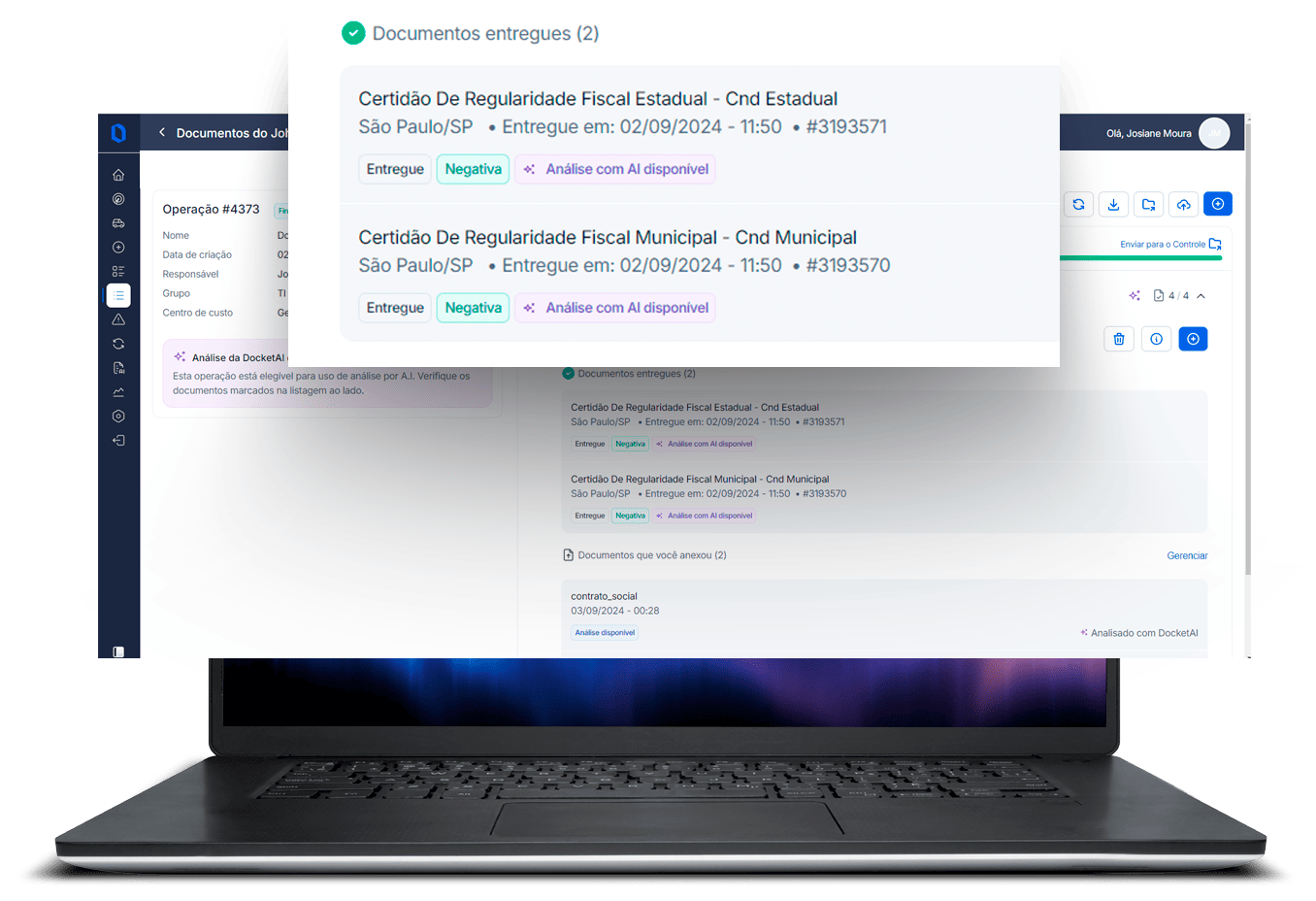 controle de operações com documentos